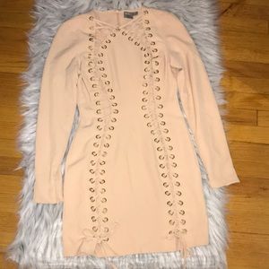ASOS lace up nude dress